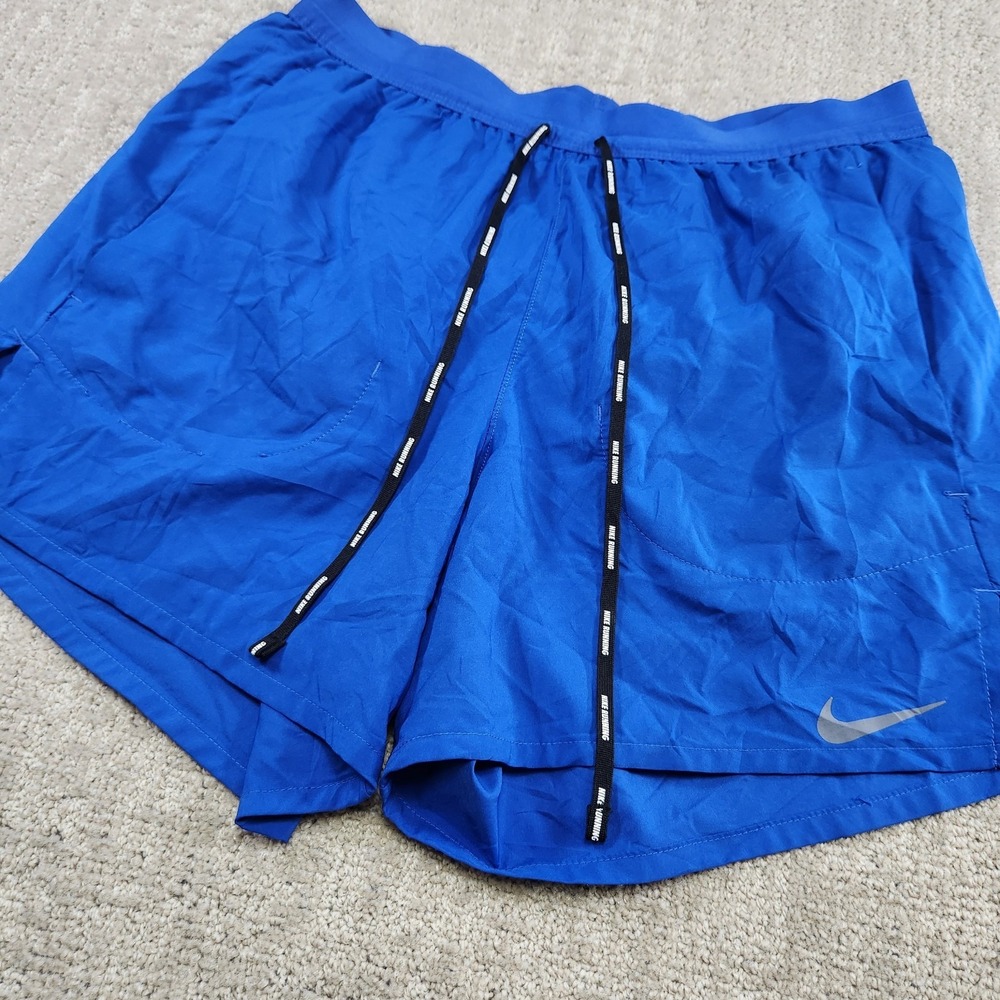 Nike Running Shorts Men Medium Stride Breif Lined Blue 5" Dri Fit Training
